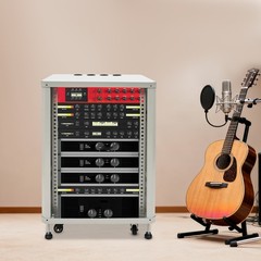 15U Component Rack Cabinet DJ Equipment Cabinet for Audio Video w/ Feet&Wheels