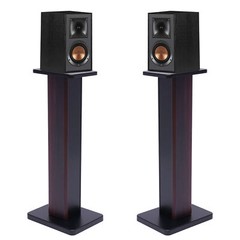 1 Pair 28″ Wood Speaker Stands Yellow Sandalwood/Black Walnut for HiFi Bookshelf