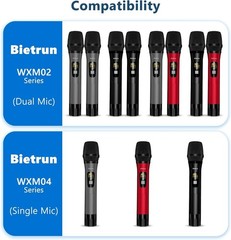 Bietrun UHF Wireless Microphone Receiver WXM02/WXM04, Rechargeable 720mAh Batter