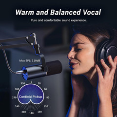 Dynamic Podcast Microphone, XLR/USB Mic for Podcasting, Recording, Streaming, XL