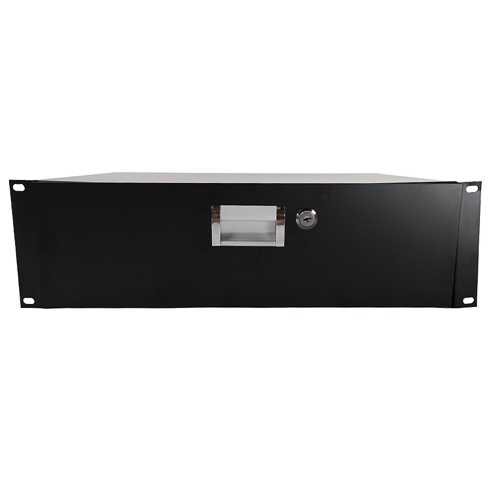 19″ 3U Steel Plate DJ Drawer Equipment Cabinet with Keys Black, in stock