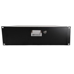 19″ 3U Steel Plate DJ Drawer Equipment Cabinet with Keys Black, in stock