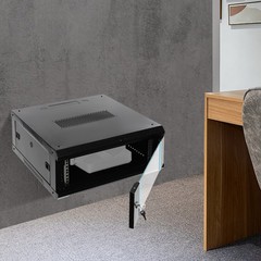 Modern 4U Wall Mount Server Cabinet 4U Server Organizer, with Glass Locking Door