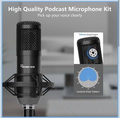 Hayner-Seek Podcast Equipment Bundle for 2 for Live Streaming, DJ Mixer