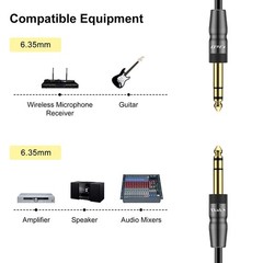 6 Feet Gold Plated TRS Instrument Cable – Tangle-Free Male to Male Connection
