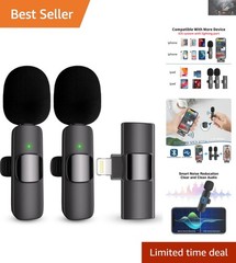 Lightweight Wireless Lavalier Mic for Vlogging & Interviews – 2 Pack Convenience
