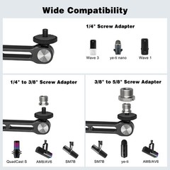 Desktop Microphone Stand 360 Rotatable 4.4 Lb Load 1/4 3/8 5/8 Inch Screw