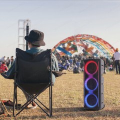 Triple 10in Bluetooth Party Speaker Loud Heavy Bass System w/2 Mic TWS AUX FM TF