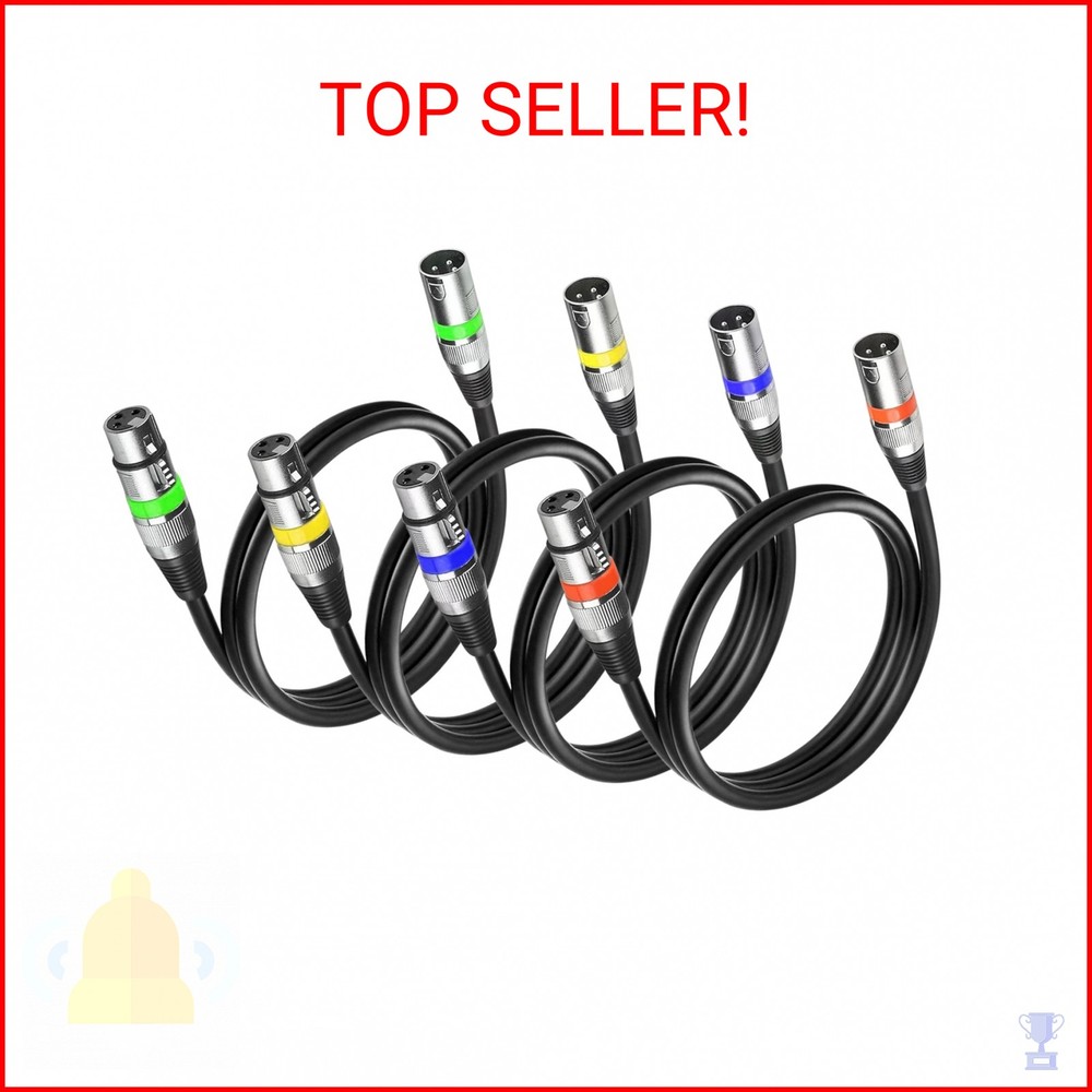 MAD OWL 4 Pack DMX Cables – 1.2m & 3ft XLR Male to Female, Short & Long Stage Li