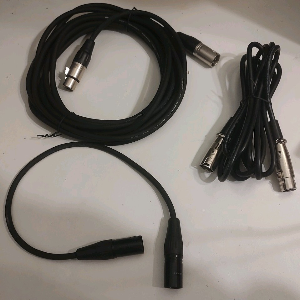 High Grade Low Noise Mic Cable – (1) 10′ Cable, (1) 20′ Cable, And (1) 15″ Cable