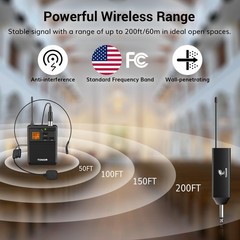 TONOR UHF Wireless Microphone System with Headset Lavalier Lapel Mic