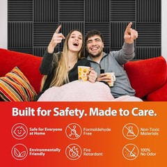 12 Pack Acoustic Panels – Sound Proof Foam Panels for 1″ Thick 12 Pack Black