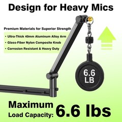 Mic Arm Desk Mount (Design for Heavy Mic) 6.6lbs Load Capacity, Stable Gear L…
