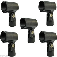 5 PACK LOT small condenser plastic mic microphone stand clips holder BLACK