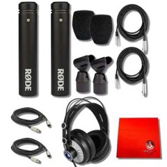 Rode M5 Matched Pair Condenser Mics w/ XLR Cables & Headphones