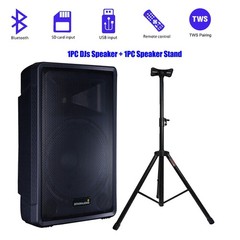 STARAUDIO 15″ Powered Speaker TWS Bluetooth Speaker W/ Universal Speaker Stand