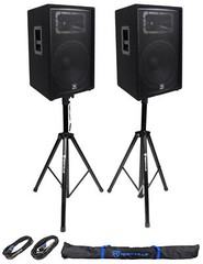 (2) JBL Pro JRX215 15″ 2000w Passive 8 Ohm PA/DJ Speakers+Stands+Cables JRX 215