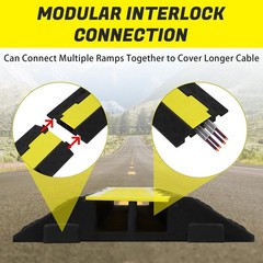 3 Pack 2-Cable Rubber Electrical Wire Cover Cord Protector Ramp 11000 lbs