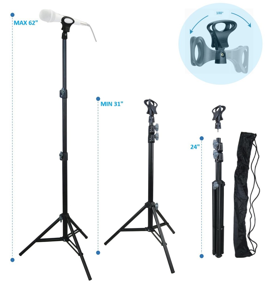LINCO Adjustable Microphone Stand Tripod Durable Mic Stand with Carrying Bag