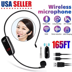 165FT Range UHF Wireless Microphone Headset Mic System+Digital Screen Speech US