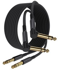 30ft TRS Cable 2-Pack, Right-Angled 6.35mm Male Jack Stereo