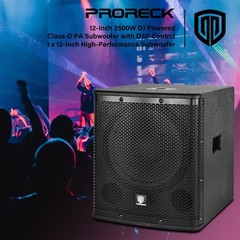 PRORECK 12 inch DSP Powered PA Subwoofer 1000W Church School Auditorium Meeting