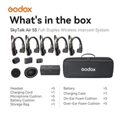 Godox SkyTalk Air 5S 2.4G Full-Duplex Wireless Intercom Headset System 5 Person