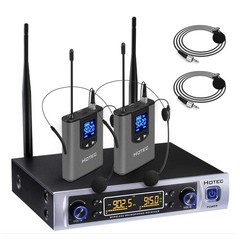 UHF Wireless Microphone System with Dual Lapel/Lavalier and Headset Microphones