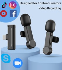 NPTCL Wireless Microphone for iPhone and Android Phones – 2 Pack Cordless Lav…