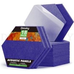 18 Pack Dark Blue Hexagon Acoustic Panels 12″X10″X 0.4″ Self-Adhesive Soundproof
