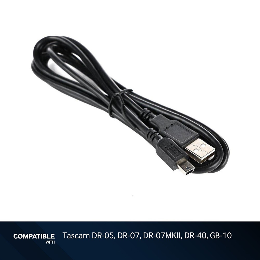 6-foot USB-A to Mini B Cable for Tascam DR-05, DR-07, DR-07MKII, DR-40, GB-10