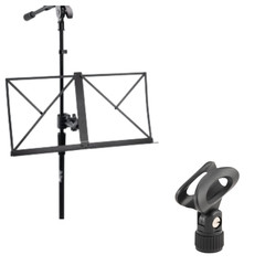Clamp-On Mic Stand Sheet Music Bookplate + Elliptical Vocal Microphone Clip