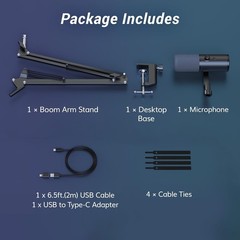 Cardioid XLR/USB Microphone for Streamers – AI Noise Reduction & Volume Control
