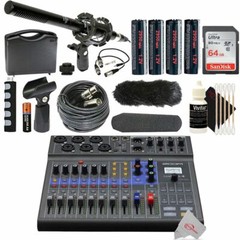 Zoom LiveTrak L-8 Portable Podcast Recorder + Shotgun Microphone Accessory Kit
