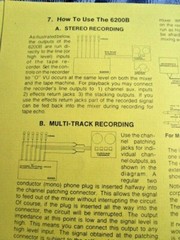 TAPCO MODEL 6200B Technical Audio OWNER’S MANUAL Vintage Stereo Microphone Mixer