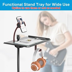 Universal Metal Clamp-On Shelf Pole Stand For TV Cart Speaker 11.7×7.8 Inch