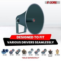 5 Core PA Speaker Paging Horn Throat 16 inch Outdoor Siren All Weather Use