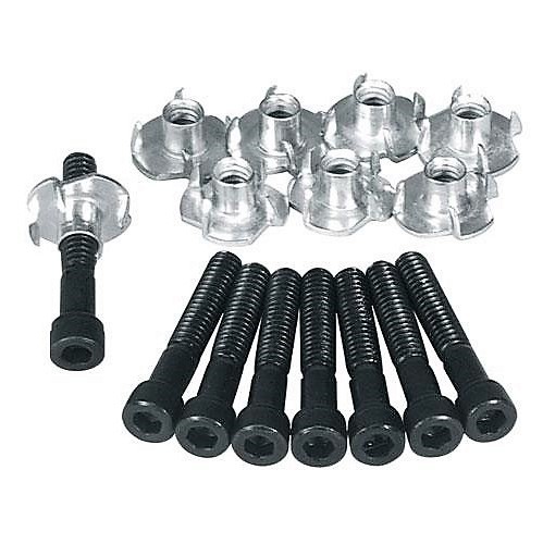 Speaker Mounting Hardware Bolts 1/4-20 Black Oxide 8PC + 3-Prong Tee-Nuts