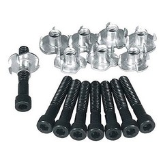 Speaker Mounting Hardware Bolts 1/4-20 Black Oxide 8PC + 3-Prong Tee-Nuts