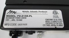 Middle Atlantic Products PD-815R-PL 120V 12A 8-Outlet Rackmount Power Center