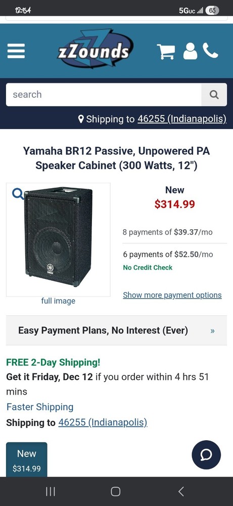 Yamaha BR12 PA Speaker Black Pair