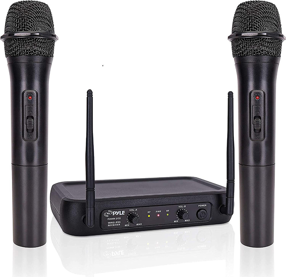 Channel Microphone System-Vhf Fixed Dual Frequency Wireless Set with 2 Handheld