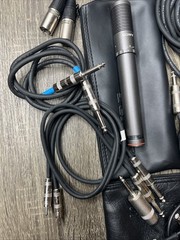 SONY ECM-23F II 2 Condenser Pro Microphone Pair Tested W/ All Hookups Cables Lot