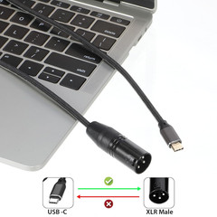 USB Type C to XLR Cable, 6.6 FT USB C to XLR Male Converter Adapter Cable Black