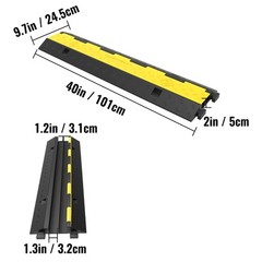 VEVOR 5Pcs Cable Protector Ramp 2Channel Rubber Electrical Wire Cover Speed Bump