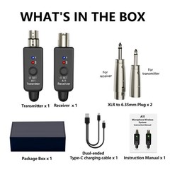 A11 Wireless Microphone System, 2.4GHz XLR Transmitter and Receiver for Dynam…