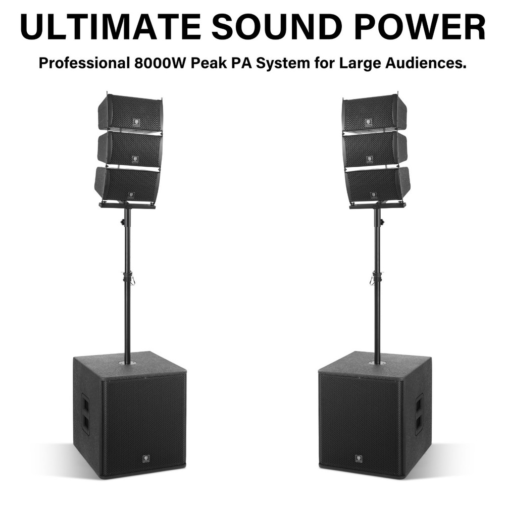 PRORECK Club 8000W Peak 18 inch Powered PA DJ Speakers Bluetooth Subwoofer Set