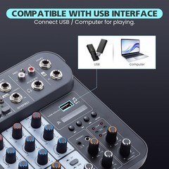 4 Channel DJ Audio Mixer, DJ Mixers Sound Board, Sound Mixer Board XLR 1/4 Inter