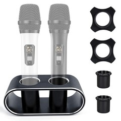 Black Aluminum Alloy Desktop Microphone Storage Holder Tabletop Mic Organizer