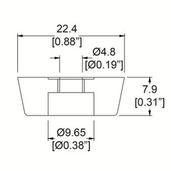 4 Small Tapered Rubber Feet For Amplifier, Amp head, Speaker Cabinet 7.9mm High